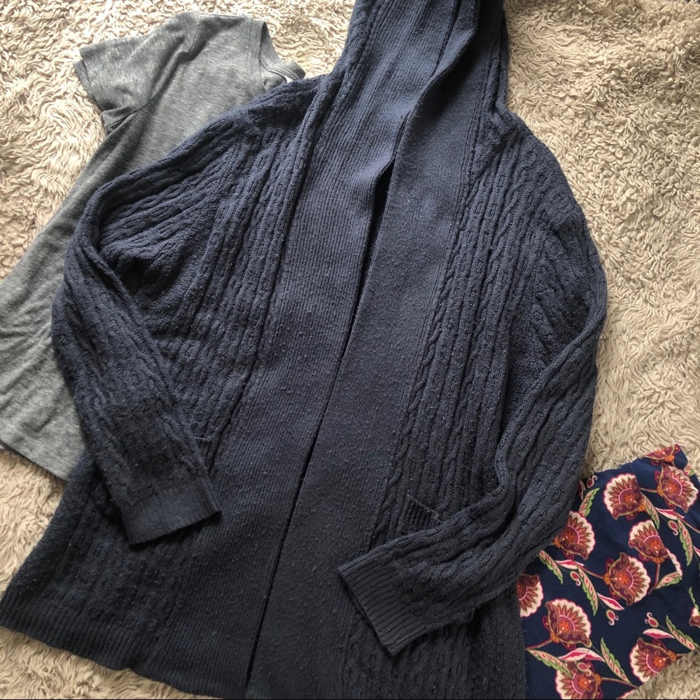 Wool Blend Hooded Sweater Cardigan